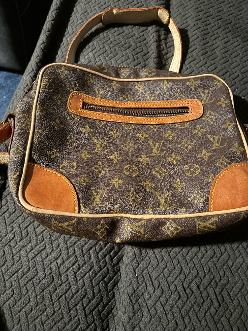 Louis Vuitton Monogram Canvas Messenger Bag with Tan Accents